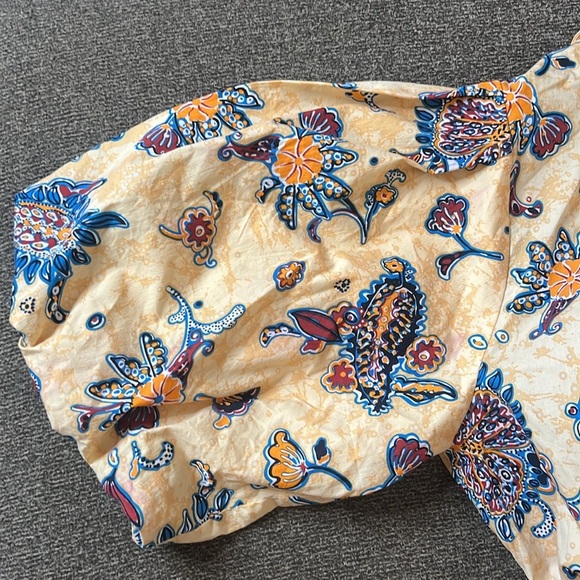 Elie Tahari Giraffe Multicolor Puff Sleeve Tie Waist Blouses Size L - Picture 10 of 13